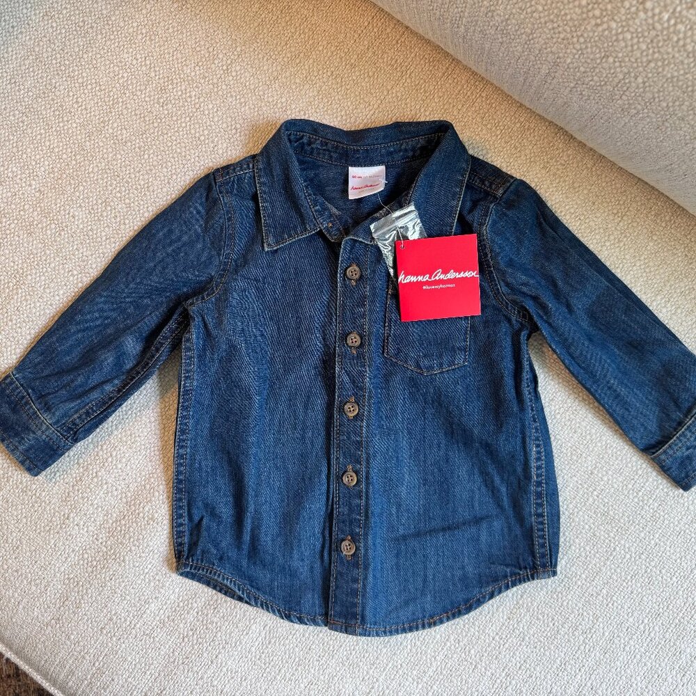 NWT! Hanna Andersson Chambray denim button-down, 18-24m
